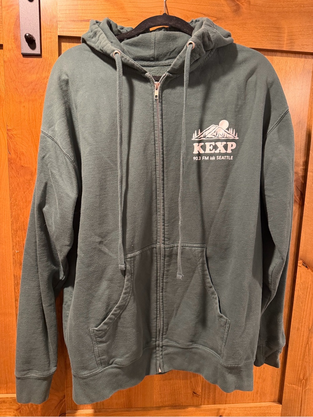 KEXP 90.3 FM Seattle Green Zip-Up Hoodie